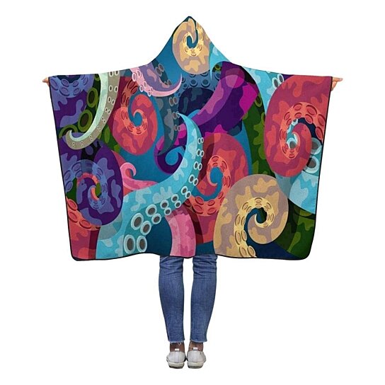 Buy Colorful Octopus Wearable Hooded Blanket 50x60 Inch Kids Girls Boys ...