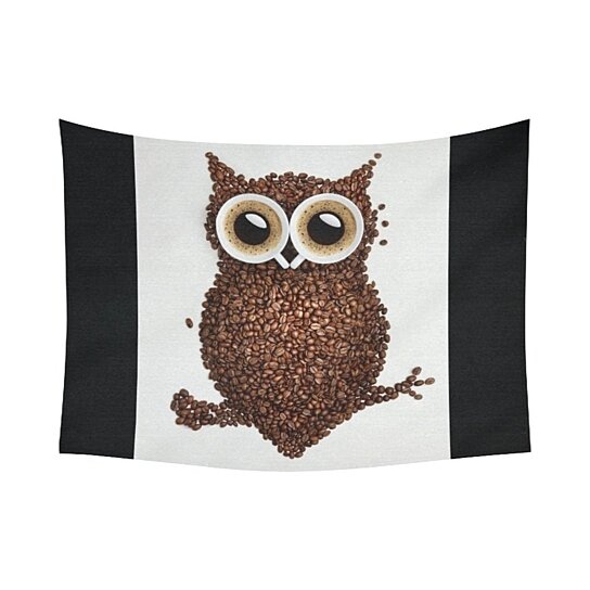 Buy Cute Animal Wall Art Home Decor A Funny Coffee Owl Tapestry Wall Hanging 80x60 Inch By Ann Pekin Pekin On Dot Bo