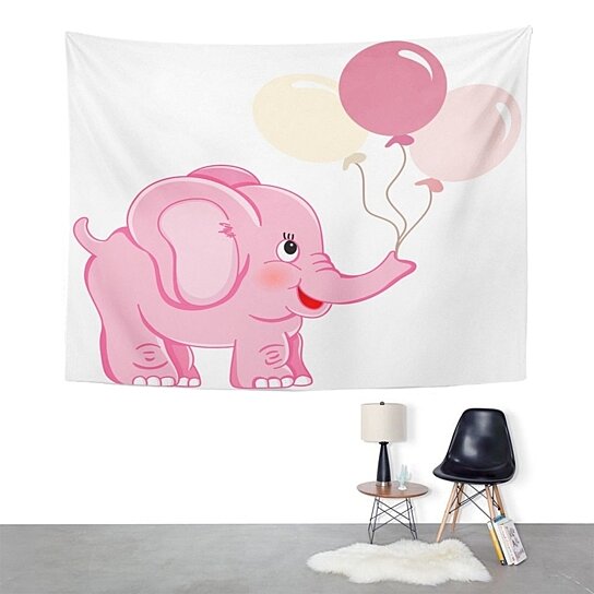 Buy Cute Pink Elephant Holding Balloons Baby Birthday Cartoon Clip ...