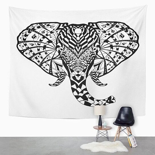 Black And White Elephant Tapestry Kits