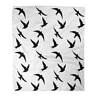 Moslion Bird Throw Blanket Vintage Sketch of Swallows Fly in The Sky Blanket Home Decorative Flannel Warm Travel Blankets 50x60 Inch for Couch Bed Brown Beige