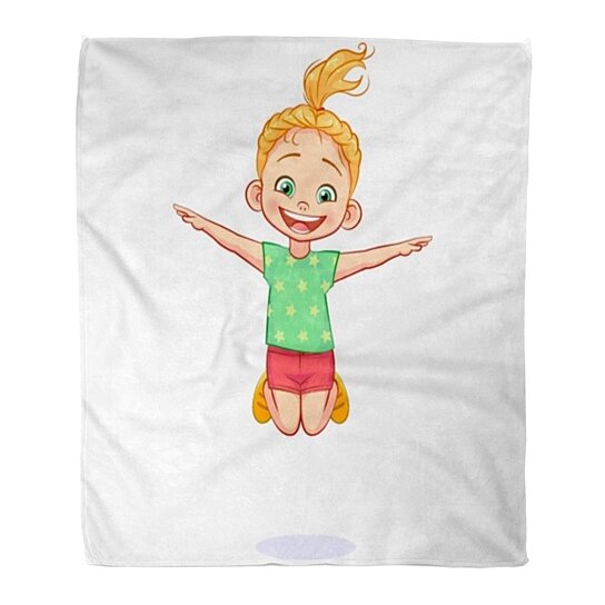 Buy Flannel Throw Blanket Funny Laughing Little Girl Jumps Arms Outstretched Like Wings Soft 58x80 Inch By Ann Pekin Pekin On Dot Bo