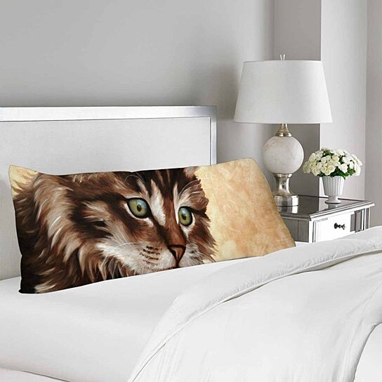 cat with body pillow