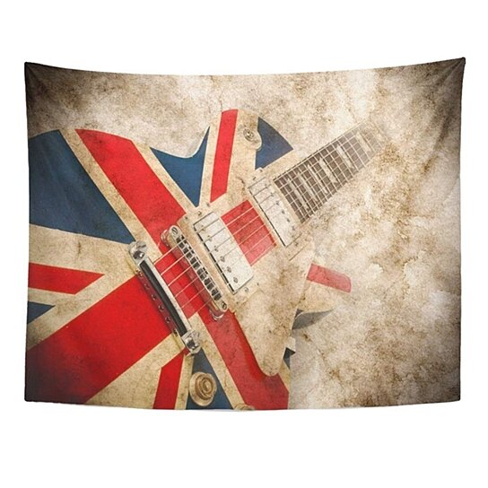 Buy Music Grunge British Pop Guitar Rock London Jack Union Brit Flag Britain Wall Art Hanging Tapestry 60x80 Inch By Ann Pekin Pekin On Dot Bo