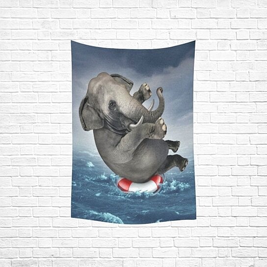 Buy Ocean Waves Wall Art Home Decor Funny Large Elephant Floating On A Life Preserver Tapestry Wall Hanging 40x60 Inch By Ann Pekin Pekin On Dot Bo