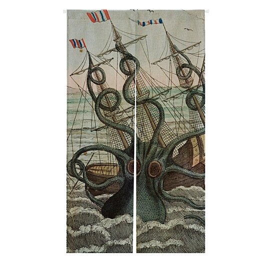 Buy Sea Monster Octopus Japanese Noren Curtain Sea Monster Octopus Doorway Entrance Curtain 85x150cm By Ann Pekin Pekin On Dot Bo