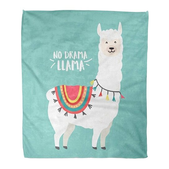 Llama Blanket Cartoon Llama Throw Blanket Blue Green Pink Alpaca and Cactus Printed Sherpa Fleece Blanket Kids Boys Girls Blanket for Bedroom Couch Sofa 50x60 , Alpaca Throw