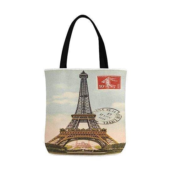 Buy Vintage Postcard With Eiffel Tower La Tour Eiffel in Paris, France Reusable Grocery Bags ...