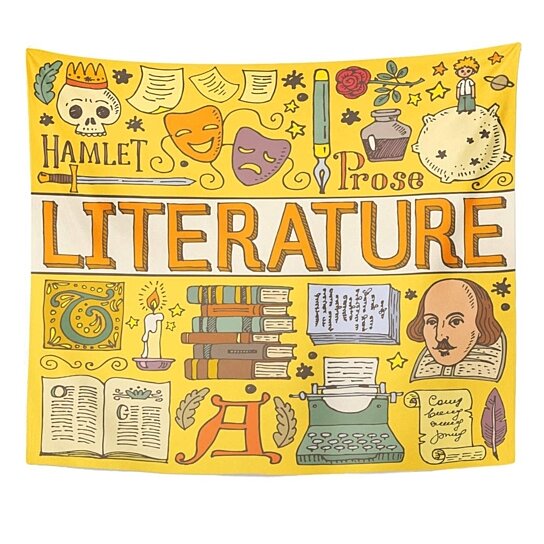 Buy Yellow Shakespeare Literature Colorful Doodle Images Classic Drawn ...