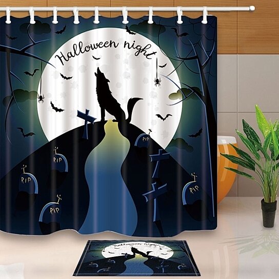 Details about   Wolf Shower Curtain Halloween Theme Design Print for Bathroom 