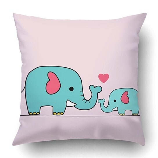 Multicolor 18x18 Hug Me Cute Elephant Cartoon Throw Pillow 