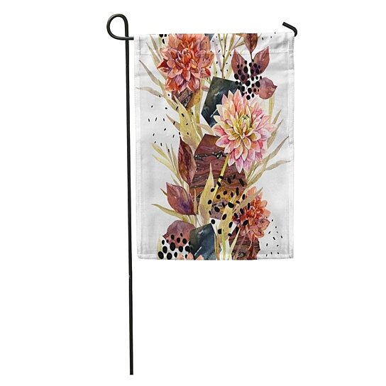 Download Buy Autumn Watercolor Floral Arrangement Flowers Leaves Hexagon Circles Filled Marbling Garden Flag Decorative Flag House Banner 28x40 Inch By Wallis Flora On Dot Bo