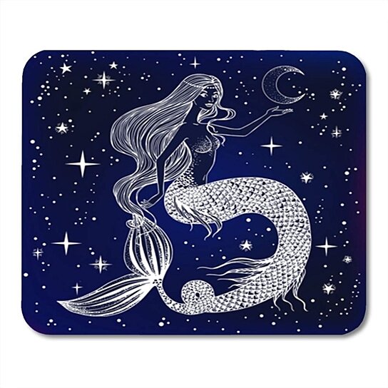 Buy Beautiful Mermaid With Moon In Her Hands Sea Fantasy Spirituality Mythology Tattoo Mousepad Mouse Pad Mouse Mat 9x10 Inch By Wallis Flora On Opensky