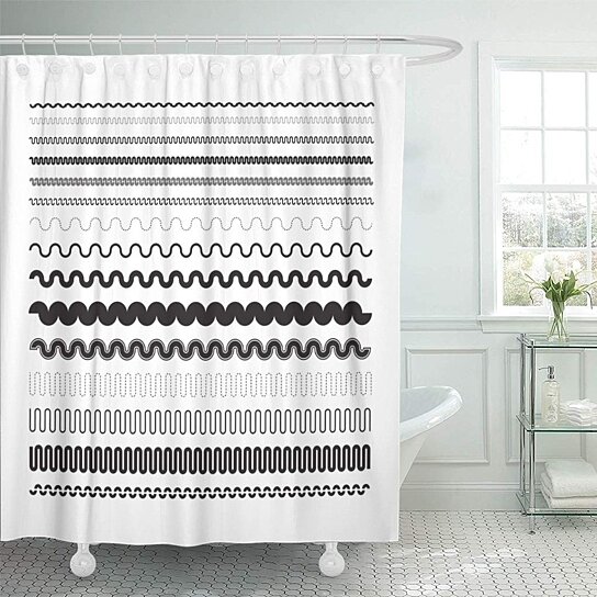 Buy Black Line Simple Zigzag Wavy Underlines Of Geometric Bathroom Decor Bath Shower Curtain 60x72 Inch By Wallis Flora On Opensky