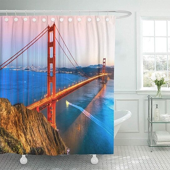 Buy Blue Golden Gate Bridge San Francisco California Usa Orange Bathroom Decor Bath Shower Curtain 66x72 Inch By Wallis Flora On Opensky