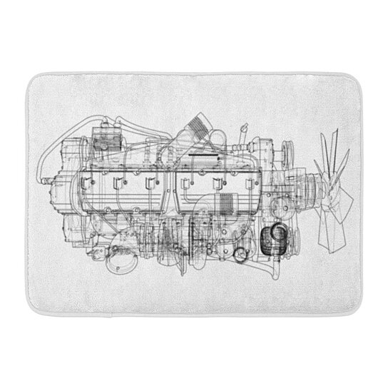 Buy Blueprint Abstract Car Engine Format Rendering Of 3d Auto Cartoon Rug Doormat Bath Mat 23 6x15 7 Inch By Wallis Flora On Dot Bo