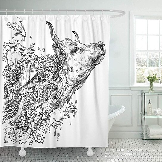 Buy Bull Drawing Of Cow In The Zentangle For Colouring Book Bathroom Decor Bath Shower Curtain 60x72 Inch By Wallis Flora On Opensky