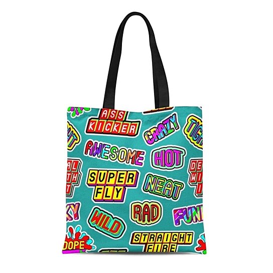 Buy Canvas Tote Bag Colorful Slang Words and Phrases Dope Straight Fire ...