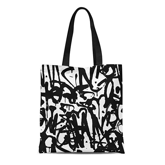 Buy Canvas Tote Bag Graffiti Abstract Tags Letters Without Meaning ...