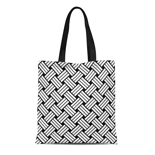 Buy Canvas Tote Bag Woven Black and White Weave Pattern Abstract Closeup Craft Durable Reusable ...