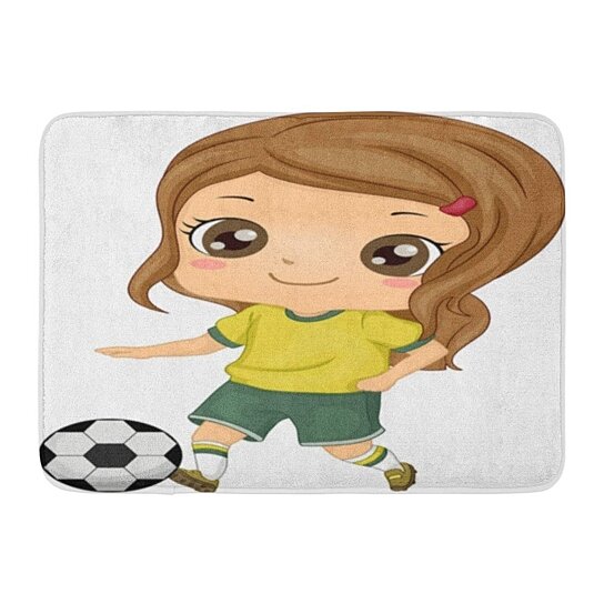 Buy Clipart Football Of Little Kid Soccer Girl Kicking Ball Cartoon Young Rug Doormat Bath Mat 23 6x15 7 Inch By Wallis Flora On Dot Bo