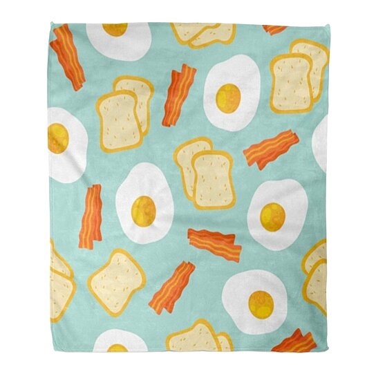 Buy Flannel Throw Blanket Morning Breakfast Scrambled Eggs Toasts And Bacon Cartoon Soft For Bed Sofa And Couch 58x80 Inches By Wallis Flora On Dot Bo