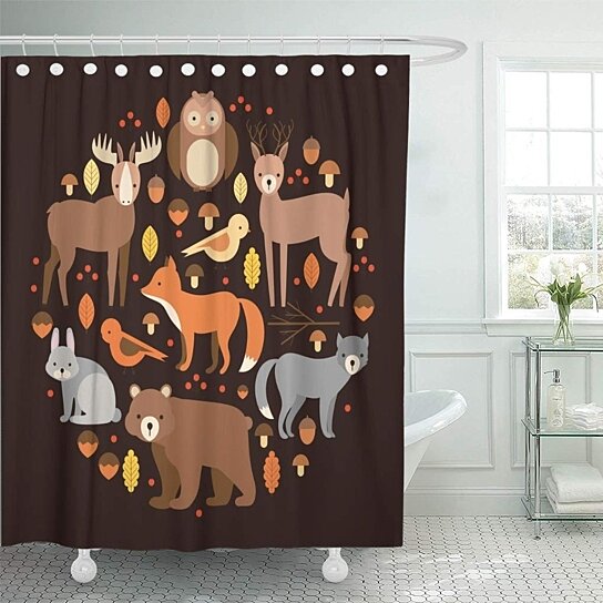 Buy Flat Forest For Infographics Zoo Cartoon Wolf Fox Hare Bathroom Decor Bath Shower Curtain 60x72 Inch By Wallis Flora On Opensky