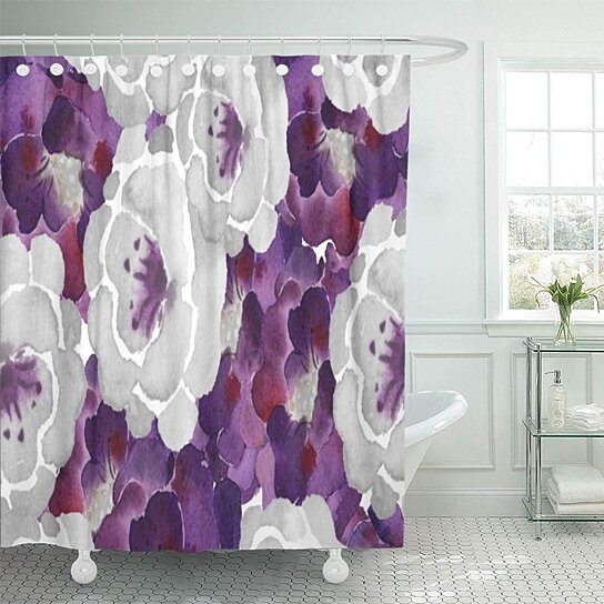 Buy Flowers Purple Silver Gray Floral Grey Bathroom Decor Bath Shower Curtain 60x72 Inch By Wallis Flora On Opensky