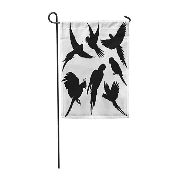 Buy Flying Parrots Amazon Jungle Birds Silhouettes White Black Of Exotic Garden Flag Decorative Flag House Banner 28x40 Inch By Wallis Flora On Dot Bo