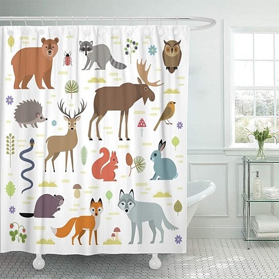 Buy Forest Moose Deer Bear Hedgehog Rabbit Squirrel Beaver Bathroom Decor Bath Shower Curtain 60x72 Inch By Wallis Flora On Opensky