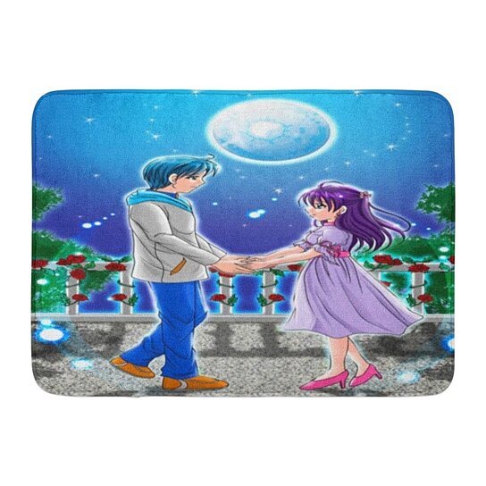 Buy Girl Manga Cartoon Of Couple Holding Hands Under The Moonlight Anime Panorama Rug Doormat Bath Mat 23 6x15 7 Inch By Wallis Flora On Dot Bo