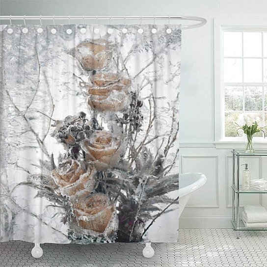 Buy Mirror White Freezer Of Flowers Frozen In Ice Yellow Bathroom Decor Bath Shower Curtain 60x72 Inch By Wallis Flora On Dot Bo