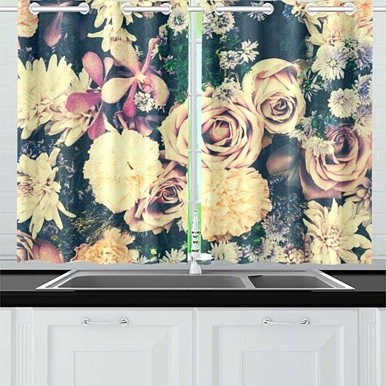 Buy Old Flower Style Window Curtain Kitchen Curtains Window Treatments 26x39 Inch Set Of 2 By Wallis Flora On Dot Bo