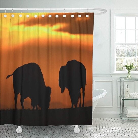 Buy Orange Buffalo Bison Sunset Red Silhouette Black Lover Bathroom Decor Bath Shower Curtain 66x72 Inch By Wallis Flora On Opensky