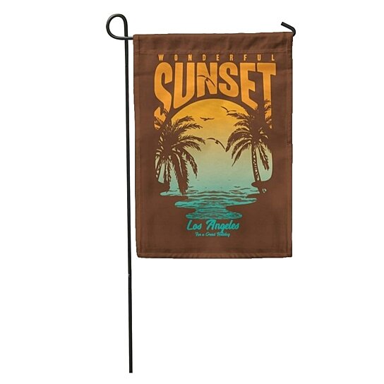 Retro Surfer Sunset Beach Graphic Poster 18x12 inch 
