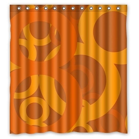 orange fabric shower curtain