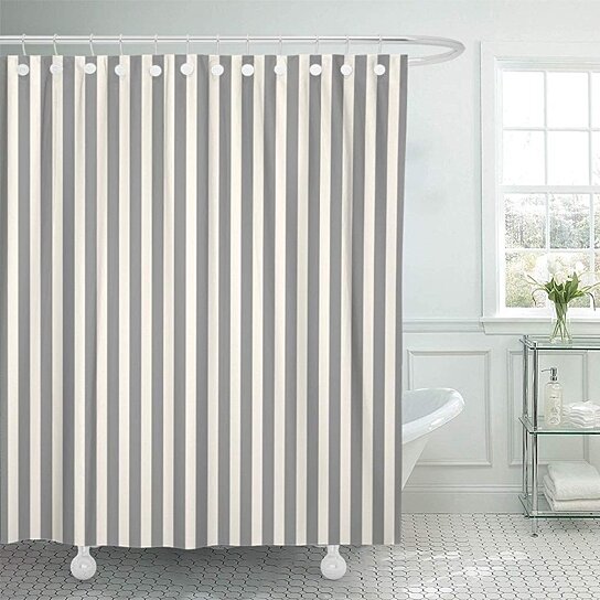 Buy Pattern Classic Thin Stripes In And Cream Traditional Modern Bathroom Decor Bath Shower Curtain 60x72 Inch By Wallis Flora On Opensky