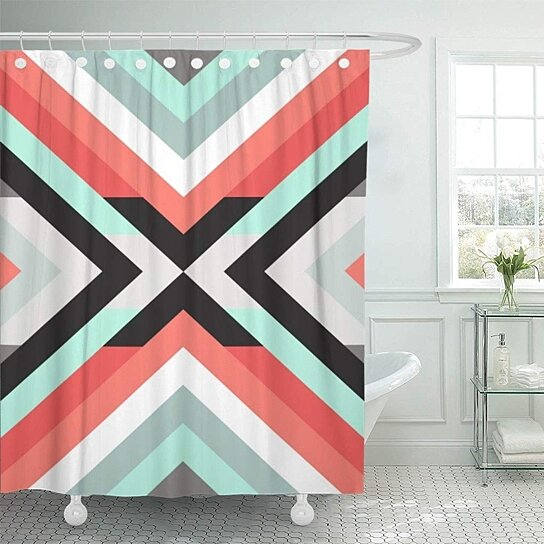 coral and mint bathroom decor