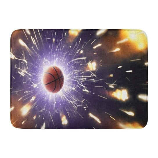 Buy Purple Abstract Basketball Ball Fiery Sparks in Action Blue ...