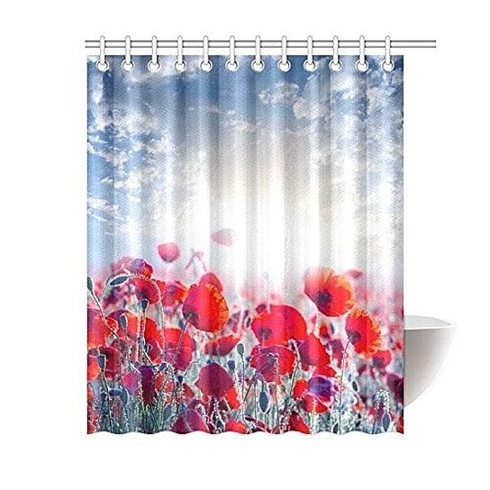 Buy Red Poppy Shower Curtain 60x72 Inches Polyester Fabric Bathroom Sets Home Decor By Wallis Flora On Opensky