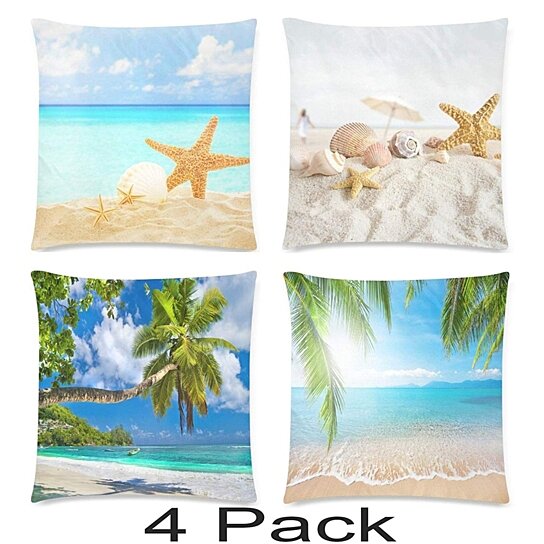 Tropical Summer Beach Sea Coconut Tree  Pillow Case Cushion Cover Home Decor