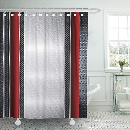 red and gray bathroom sets