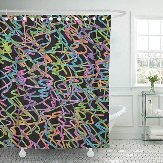 Buy Splatter Neon Graffiti Painting Street Abstract Bold Bathroom Decor Bath Shower Curtain 60x72 Inch By Wallis Flora On Opensky