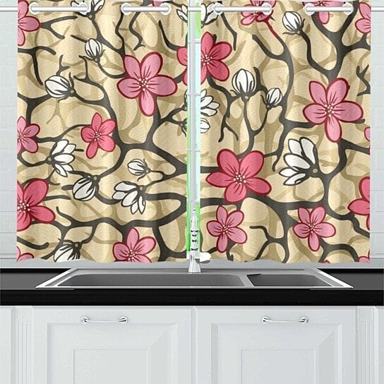 Buy Spring Flower Window Curtain Kitchen Curtains Window Treatments 26x39 Inch Set Of 2 By Wallis Flora On Dot Bo