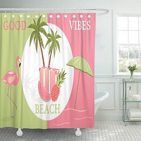 Hand painted watermelon Shower Curtain Bathroom Fabric & 12hooks 71*71inches 