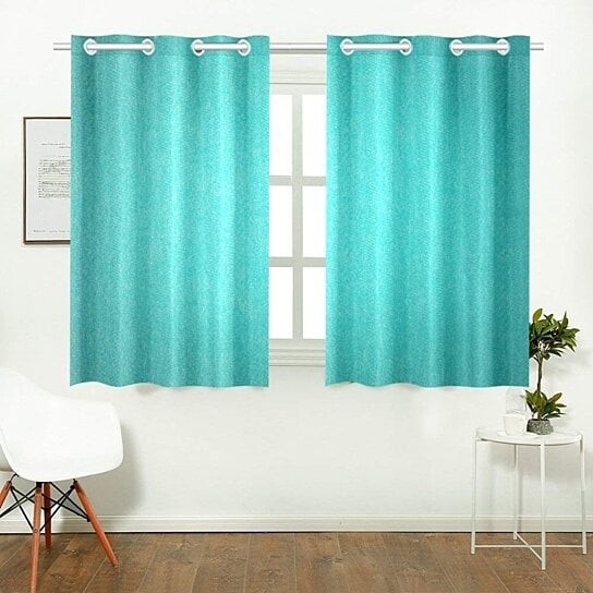 Buy Teal Blue Blackout Window Curtain Kitchen Curtain 26x39 inch, 2 ...