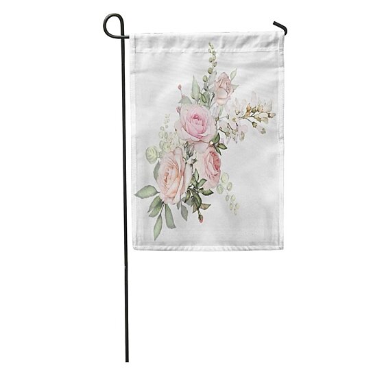 Download Buy Watercolor Flowers Arrangements Floral Composition Of Pink Rose Leaf Garden Flag Decorative Flag House Banner 28x40 Inch By Wallis Flora On Dot Bo