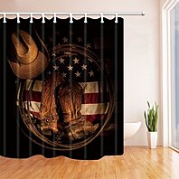 Buy Western Hat Decor American Flag With Cowboy Boots Rope Polyester Fabric Bathroom Shower Curtain 66x72 Inches By Wallis Flora On Dot Bo