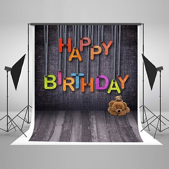 Buy 5x7ft Happy Birthday Photography Backdrops Linen Wall Background ...