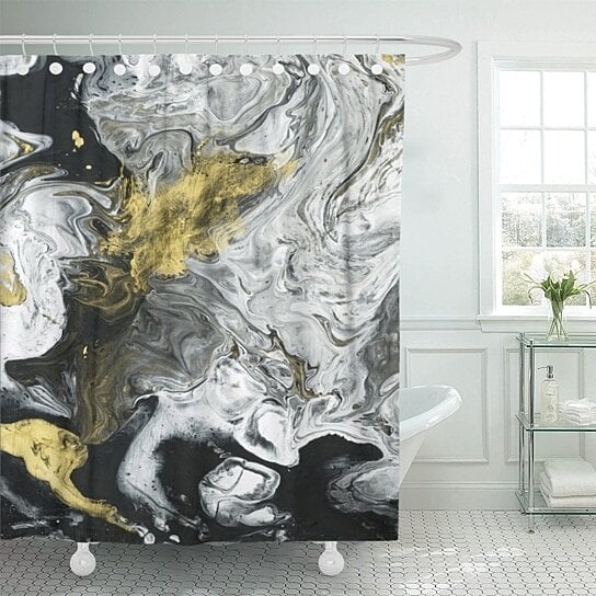 Buy Abstract Hand Black And Gold Fragment Of Painting Shower Curtain 60x72 Inches By Andrea Marcias On Dot Bo